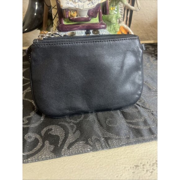 Designer COACH Black Leather All Purpose Wristlet Bag Preloved - Picture 2 of 8